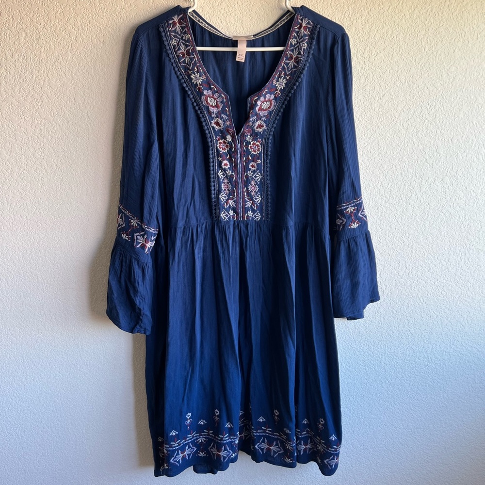 Knox Rose XXLBlue Embroidered Dress #DR0016